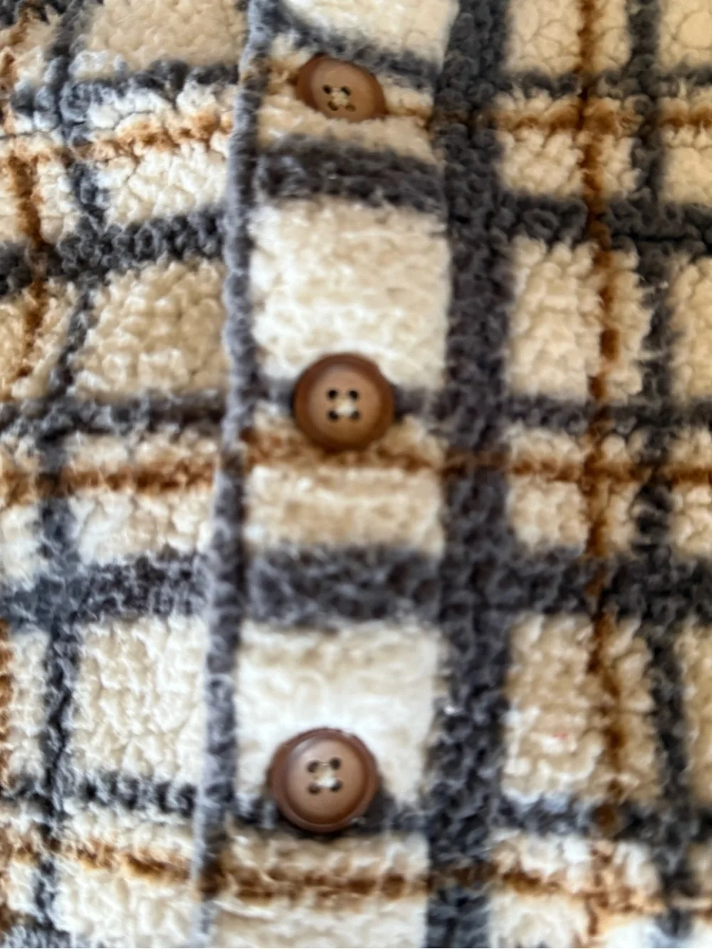 Carter's Plaid Sherpa Button-Up Jacket - Cream, Gray & Brown